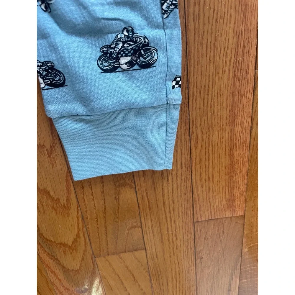 Old Navy Kids XL 12 Motorcycle Racing Pajama Set Blue 2pc Short Sleeve NWT